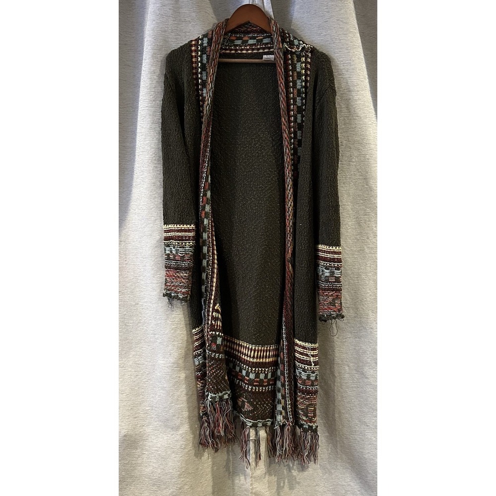 Women's Boho Cardigan Sweater Long Open Front Knit Sweaters Colorful Fringe‎ S/M